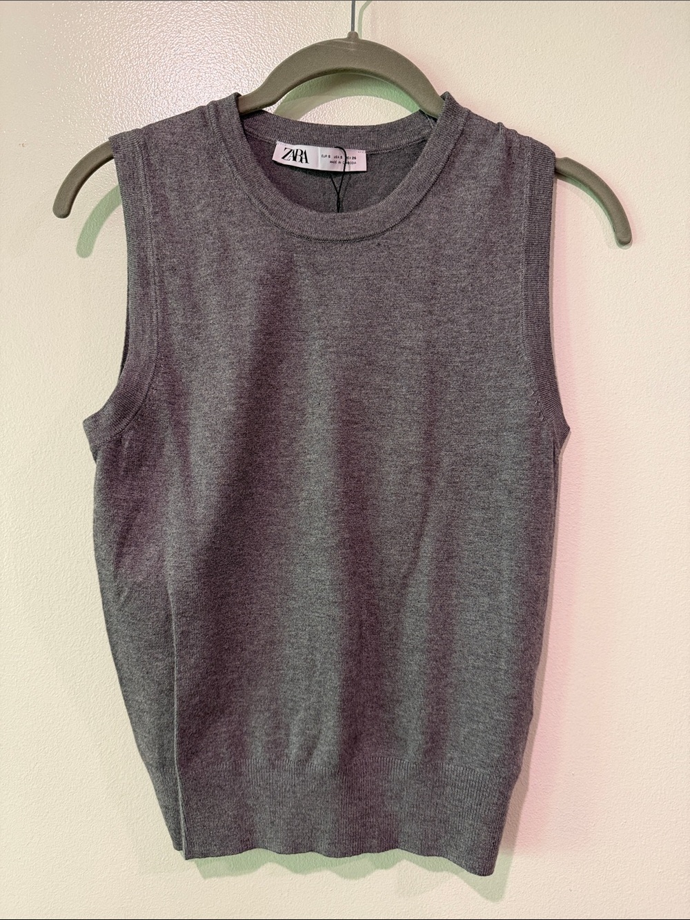 ZARA Sleeveless Knit Tank Top - Heather Gray
